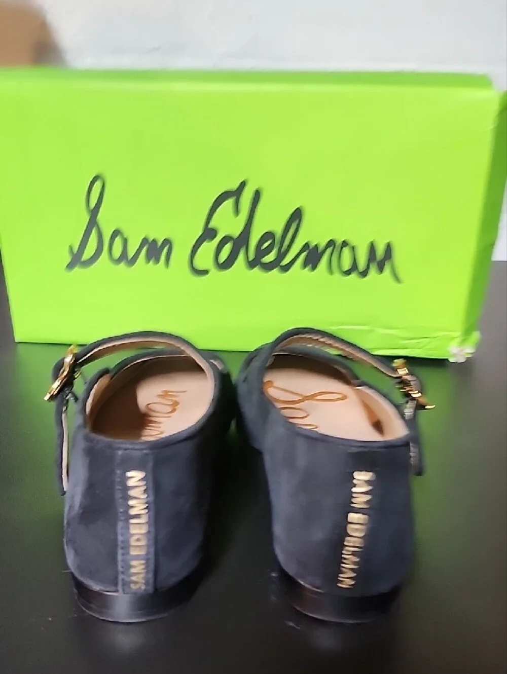 Sam Edelman Black Suede Mary Jane Loafers
